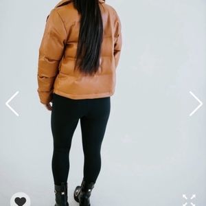 Vegan Leather Puffer Jacket. Wore once for two hours. Like new. Size Large.